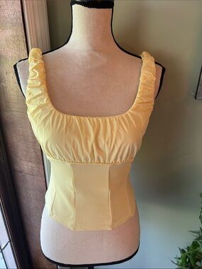 Amber Sky Lemon Yellow Ruched Top